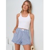 image:imageANRABESS Boxer Shorts for WomenGingham Plaid Elastic Waist RufflePerfect for LoungePajamaampSleepCute Casual Summer BottomsBlue White Stripe