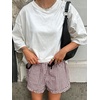 image:imageANRABESS Boxer Shorts for WomenGingham Plaid Elastic Waist RufflePerfect for LoungePajamaampSleepCute Casual Summer BottomsBrown White Plaid