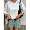 image:imageANRABESS Boxer Shorts for WomenGingham Plaid Elastic Waist RufflePerfect for LoungePajamaampSleepCute Casual Summer BottomsDeep Green White Plaid