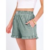 image:imageANRABESS Boxer Shorts for WomenGingham Plaid Elastic Waist RufflePerfect for LoungePajamaampSleepCute Casual Summer BottomsDeep Green White Plaid