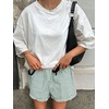 image:imageANRABESS Boxer Shorts for WomenGingham Plaid Elastic Waist RufflePerfect for LoungePajamaampSleepCute Casual Summer BottomsGreen White Plaid