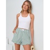 image:imageANRABESS Boxer Shorts for WomenGingham Plaid Elastic Waist RufflePerfect for LoungePajamaampSleepCute Casual Summer BottomsGreen White Stripe
