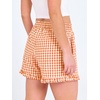 image:imageANRABESS Boxer Shorts for WomenGingham Plaid Elastic Waist RufflePerfect for LoungePajamaampSleepCute Casual Summer BottomsOrange White Plaid