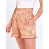 image:imageANRABESS Boxer Shorts for WomenGingham Plaid Elastic Waist RufflePerfect for LoungePajamaampSleepCute Casual Summer BottomsOrange White Plaid