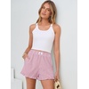 image:imageANRABESS Boxer Shorts for WomenGingham Plaid Elastic Waist RufflePerfect for LoungePajamaampSleepCute Casual Summer BottomsPink White Stripe