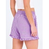 image:imageANRABESS Boxer Shorts for WomenGingham Plaid Elastic Waist RufflePerfect for LoungePajamaampSleepCute Casual Summer BottomsPurple White Plaid