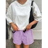 image:imageANRABESS Boxer Shorts for WomenGingham Plaid Elastic Waist RufflePerfect for LoungePajamaampSleepCute Casual Summer BottomsPurple White Plaid