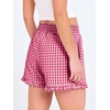 image:imageANRABESS Boxer Shorts for WomenGingham Plaid Elastic Waist RufflePerfect for LoungePajamaampSleepCute Casual Summer BottomsRed White Plaid