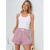 image:imageANRABESS Boxer Shorts for WomenGingham Plaid Elastic Waist RufflePerfect for LoungePajamaampSleepCute Casual Summer BottomsRed White Stripe