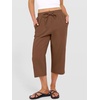 image:imageANRABESS Capris Pants for Women Summer Casual Loose Drawstring Elastic High Waist Straight 2026 Lounge Beach Cropped TrousersCoffee