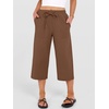 image:imageANRABESS Capris Pants for Women Summer Casual Loose Drawstring Elastic High Waist Straight 2026 Lounge Beach Cropped TrousersCoffee
