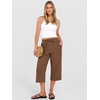 image:imageANRABESS Capris Pants for Women Summer Casual Loose Drawstring Elastic High Waist Straight 2026 Lounge Beach Cropped TrousersCoffee