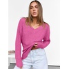 image:imageANRABESS Long Sleeve Shirts for Women V Neck Casual Fall Tops Loose Fit Lightweight Sweaters Tunic Fashion 2026 ClothesHot Pink