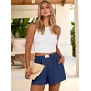 image:imageANRABESS Shorts for Women Summer Beach Cover Ups Casual High Waist Flowy Wide Leg 2026 Spring Vacation Lounge ShortsNavy Blue