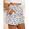image:imageANRABESS Shorts for Women Summer Beach Cover Ups Casual High Waist Flowy Wide Leg 2026 Spring Vacation Lounge ShortsYellow Blue Floral