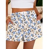 image:imageANRABESS Shorts for Women Summer Beach Cover Ups Casual High Waist Flowy Wide Leg 2026 Spring Vacation Lounge ShortsYellow Blue Floral