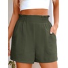 image:imageANRABESS Shorts for Women Summer Casual Elastic High Waisted Wide Leg Cute Dressy 2026 Vacation Beach ClothesArmy Green