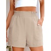 image:imageANRABESS Shorts for Women Summer Casual Elastic High Waisted Wide Leg Cute Dressy 2026 Vacation Beach ClothesKhaki