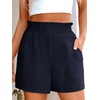 image:imageANRABESS Shorts for Women Summer Casual Elastic High Waisted Wide Leg Cute Dressy 2026 Vacation Beach ClothesNavy