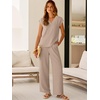 image:imageANRABESS Women Summer 2 Piece Outfits VNeck Top and Wide Leg Pants Set Comfy AllDay Wear for Lounge amp Daily Travel SetsApricot