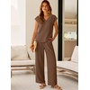 image:imageANRABESS Women Summer 2 Piece Outfits VNeck Top and Wide Leg Pants Set Comfy AllDay Wear for Lounge amp Daily Travel SetsBrown