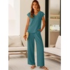 image:imageANRABESS Women Summer 2 Piece Outfits VNeck Top and Wide Leg Pants Set Comfy AllDay Wear for Lounge amp Daily Travel SetsLake