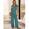 image:imageANRABESS Women Summer 2 Piece Outfits VNeck Top and Wide Leg Pants Set Comfy AllDay Wear for Lounge amp Daily Travel SetsLake