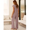 image:imageANRABESS Women Summer 2 Piece Outfits VNeck Top and Wide Leg Pants Set Comfy AllDay Wear for Lounge amp Daily Travel SetsLight Camel