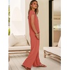 image:imageANRABESS Women Summer 2 Piece Outfits VNeck Top and Wide Leg Pants Set Comfy AllDay Wear for Lounge amp Daily Travel SetsOrange Red