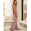 image:imageANRABESS Women Summer 2 Piece Outfits VNeck Top and Wide Leg Pants Set Comfy AllDay Wear for Lounge amp Daily Travel SetsPink