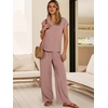 image:imageANRABESS Women Summer 2 Piece Outfits VNeck Top and Wide Leg Pants Set Comfy AllDay Wear for Lounge amp Daily Travel SetsPink