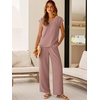 image:imageANRABESS Women Summer 2 Piece Outfits VNeck Top and Wide Leg Pants Set Comfy AllDay Wear for Lounge amp Daily Travel SetsPink