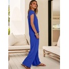 image:imageANRABESS Women Summer 2 Piece Outfits VNeck Top and Wide Leg Pants Set Comfy AllDay Wear for Lounge amp Daily Travel SetsRoyal Blue