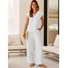 image:imageANRABESS Women Summer 2 Piece Outfits VNeck Top and Wide Leg Pants Set Comfy AllDay Wear for Lounge amp Daily Travel SetsWhite
