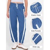image:imageANRABESS Women Track Pants Casual Drawstring Waist Lightweight Baggy Contrast Color Workout Barrel Leg Pants with PocketsBlue