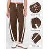 image:imageANRABESS Women Track Pants Casual Drawstring Waist Lightweight Baggy Contrast Color Workout Barrel Leg Pants with PocketsCoffe
