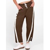 image:imageANRABESS Women Track Pants Casual Drawstring Waist Lightweight Baggy Contrast Color Workout Barrel Leg Pants with PocketsCoffe