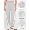 image:imageANRABESS Women Track Pants Casual Drawstring Waist Lightweight Baggy Contrast Color Workout Barrel Leg Pants with PocketsGrey