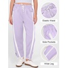 image:imageANRABESS Women Track Pants Casual Drawstring Waist Lightweight Baggy Contrast Color Workout Barrel Leg Pants with PocketsPurple