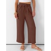 image:imageANRABESS Women Wide Leg Pants Summer Palazzo High Waisted Casual Loose Lounge Flowy Capri Cropped Beach Trousers Work OutfitsCoffee