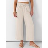 image:imageANRABESS Women Wide Leg Pants Summer Palazzo High Waisted Casual Loose Lounge Flowy Capri Cropped Beach Trousers Work OutfitsLight Yellow