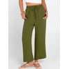 image:imageANRABESS Women Wide Leg Pants Summer Palazzo High Waisted Casual Loose Lounge Flowy Capri Cropped Beach Trousers Work OutfitsOlive Green