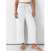 image:imageANRABESS Women Wide Leg Pants Summer Palazzo High Waisted Casual Loose Lounge Flowy Capri Cropped Beach Trousers Work OutfitsWhite