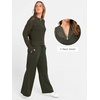 image:imageANRABESS Womens 2 Piece Outfits 2026 Spring Crochet Half Zip Sweater Top Wide Leg Pant Travel Matching Sets Lounge ClothesArmy Green