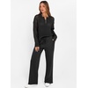 image:imageANRABESS Womens 2 Piece Outfits 2026 Spring Crochet Half Zip Sweater Top Wide Leg Pant Travel Matching Sets Lounge ClothesBlack