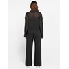 image:imageANRABESS Womens 2 Piece Outfits 2026 Spring Crochet Half Zip Sweater Top Wide Leg Pant Travel Matching Sets Lounge ClothesBlack