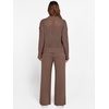 image:imageANRABESS Womens 2 Piece Outfits 2026 Spring Crochet Half Zip Sweater Top Wide Leg Pant Travel Matching Sets Lounge ClothesBrown