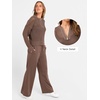 image:imageANRABESS Womens 2 Piece Outfits 2026 Spring Crochet Half Zip Sweater Top Wide Leg Pant Travel Matching Sets Lounge ClothesBrown