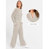 image:imageANRABESS Womens 2 Piece Outfits 2026 Spring Crochet Half Zip Sweater Top Wide Leg Pant Travel Matching Sets Lounge ClothesLight Tan