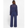 image:imageANRABESS Womens 2 Piece Outfits 2026 Spring Crochet Half Zip Sweater Top Wide Leg Pant Travel Matching Sets Lounge ClothesNavy Blue